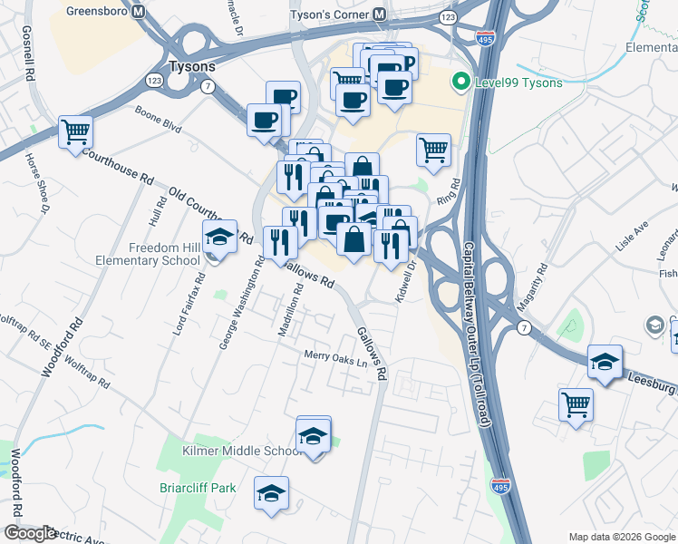 map of restaurants, bars, coffee shops, grocery stores, and more near in Vienna