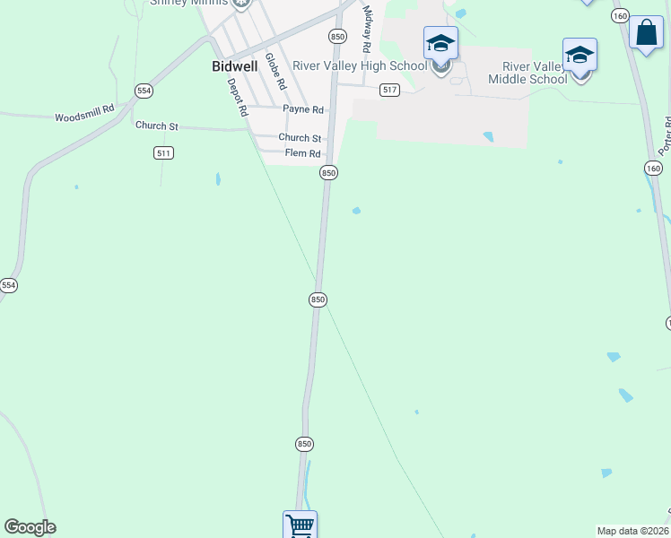 map of restaurants, bars, coffee shops, grocery stores, and more near 4600 Ohio 850 in Bidwell