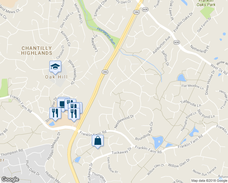 map of restaurants, bars, coffee shops, grocery stores, and more near 3117 Ashburton Avenue in Herndon
