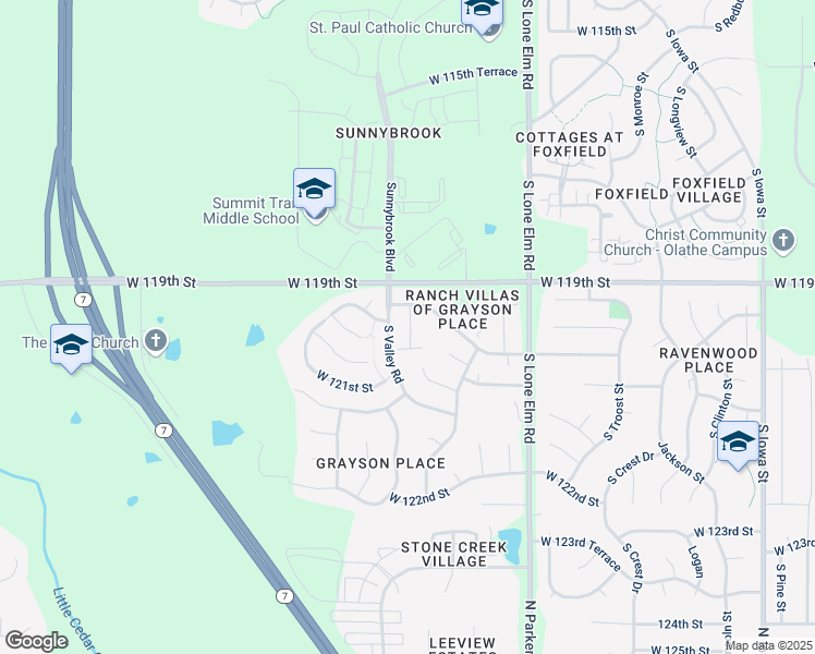 map of restaurants, bars, coffee shops, grocery stores, and more near 2002 South Provence Street in Olathe