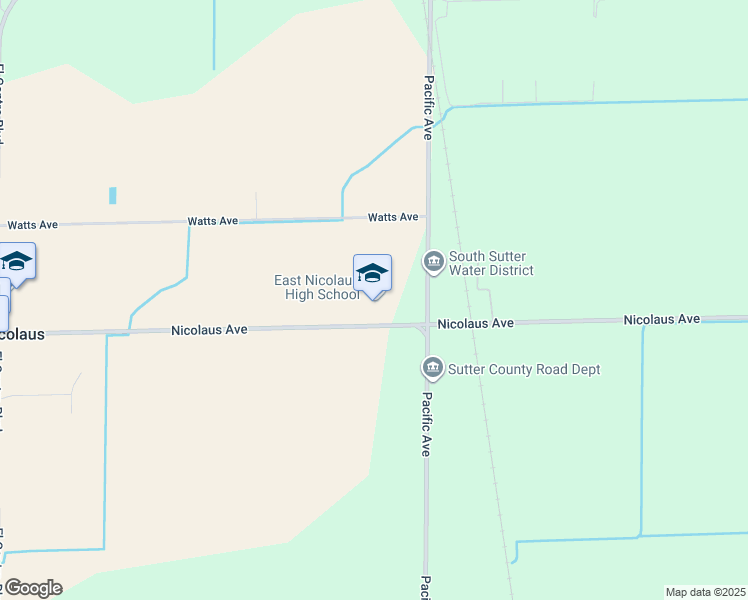 map of restaurants, bars, coffee shops, grocery stores, and more near 2454 Nicolaus Avenue in Nicolaus