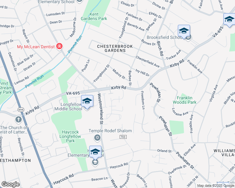 map of restaurants, bars, coffee shops, grocery stores, and more near 1966 Hopewood Drive in Falls Church