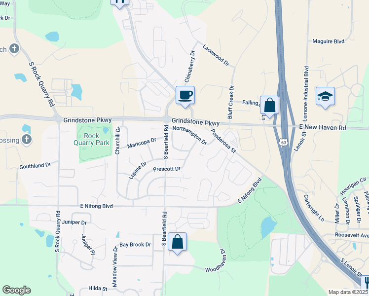 map of restaurants, bars, coffee shops, grocery stores, and more near 3512-3514 Delmar Court in Columbia