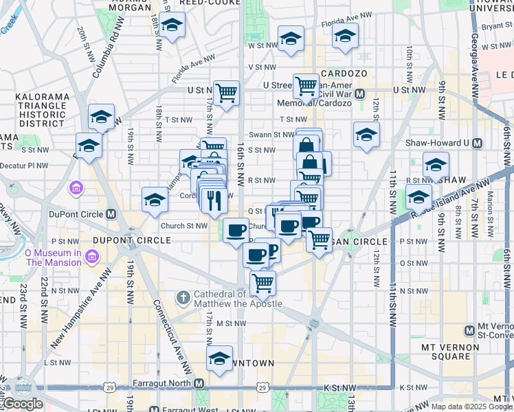 map of restaurants, bars, coffee shops, grocery stores, and more near 101 Independence Avenue Southeast in Washington