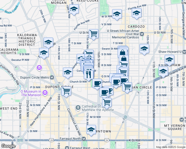 map of restaurants, bars, coffee shops, grocery stores, and more near 101 Independence Avenue Southeast in Washington