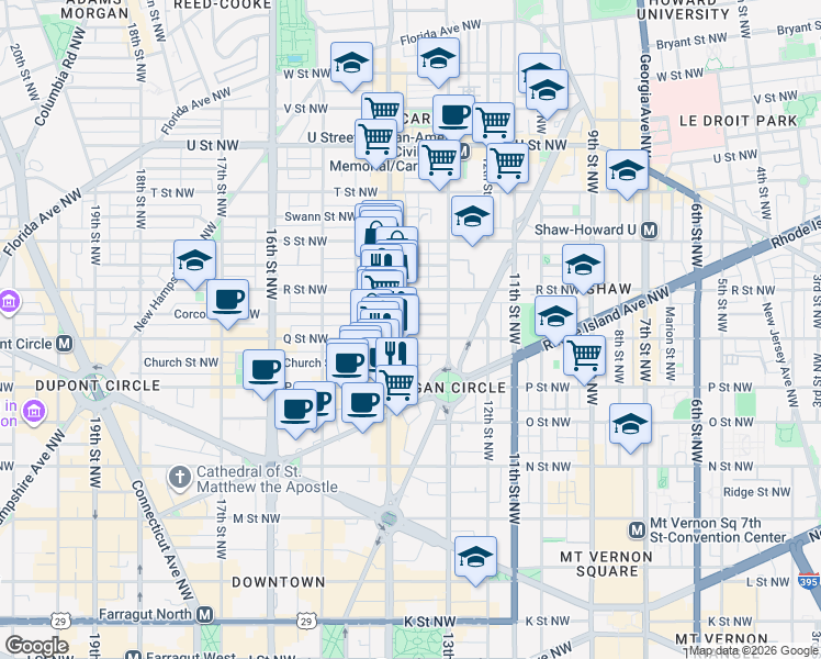 map of restaurants, bars, coffee shops, grocery stores, and more near 101 Independence Avenue Southeast in Washington