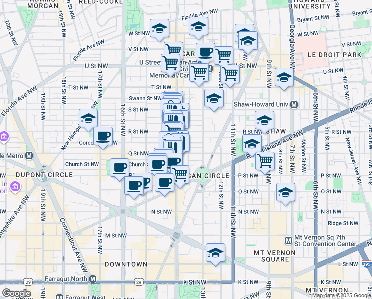 map of restaurants, bars, coffee shops, grocery stores, and more near 101 Independence Avenue Southeast in Washington