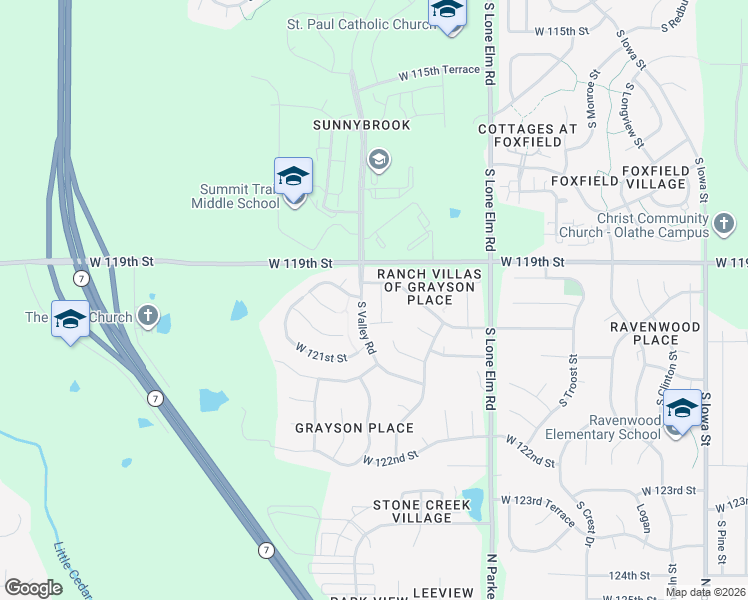 map of restaurants, bars, coffee shops, grocery stores, and more near 2002 South Provence Street in Olathe