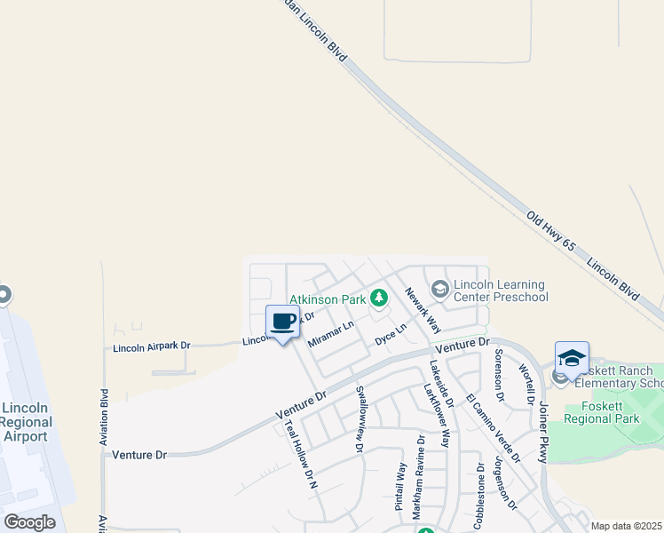 map of restaurants, bars, coffee shops, grocery stores, and more near 2708 Le Bourget Lane in Lincoln