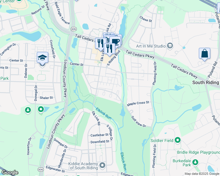 map of restaurants, bars, coffee shops, grocery stores, and more near 43086 Francis Square in Chantilly