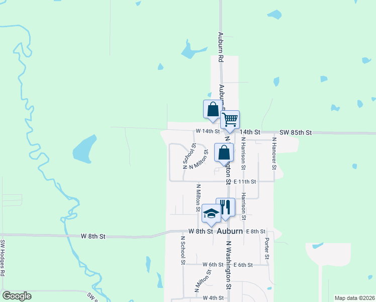 map of restaurants, bars, coffee shops, grocery stores, and more near 300 North Elvira Street in Auburn