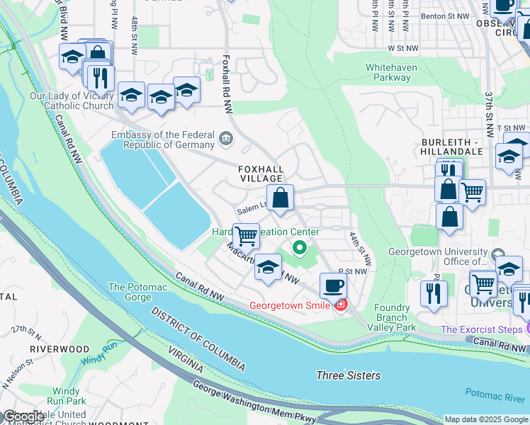 map of restaurants, bars, coffee shops, grocery stores, and more near 4501 Q Lane Northwest in Washington
