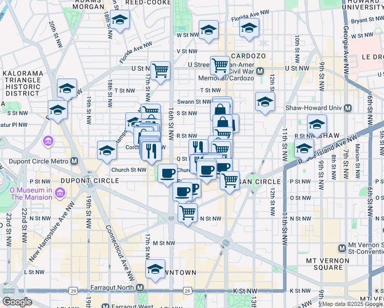 map of restaurants, bars, coffee shops, grocery stores, and more near 101 Independence Avenue Southeast in Washington