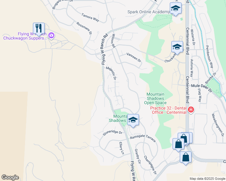 map of restaurants, bars, coffee shops, grocery stores, and more near 2517 Hot Springs Court in Colorado Springs