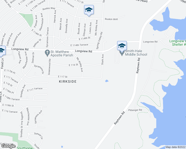 map of restaurants, bars, coffee shops, grocery stores, and more near 8704 East 117th Street in Kansas City