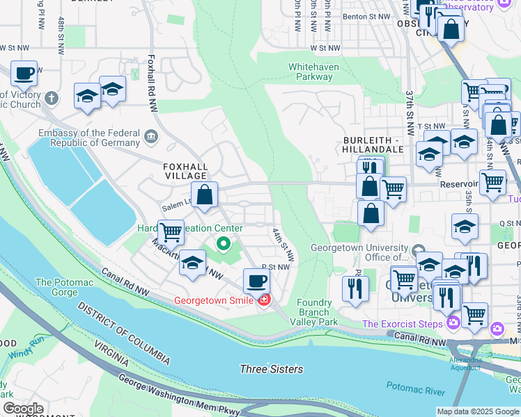 map of restaurants, bars, coffee shops, grocery stores, and more near 4410 Greenwich Parkway Northwest in Washington