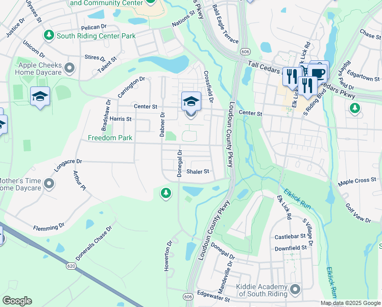 map of restaurants, bars, coffee shops, grocery stores, and more near 42806 Cedar Hedge Street in Chantilly