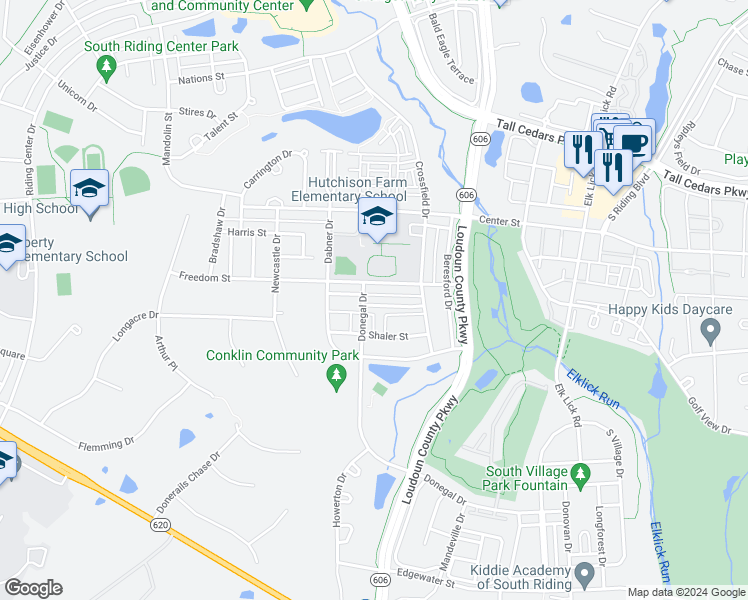 map of restaurants, bars, coffee shops, grocery stores, and more near 42794 Cedar Hedge St in Chantilly