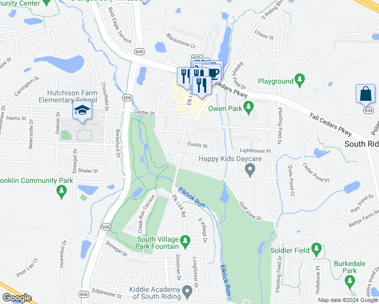 map of restaurants, bars, coffee shops, grocery stores, and more near 43054 Francis Square in Chantilly