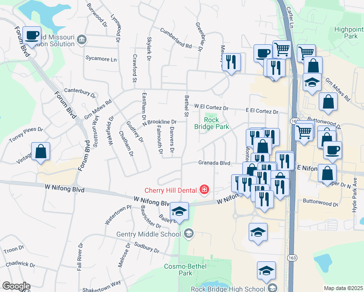map of restaurants, bars, coffee shops, grocery stores, and more near 3701 Bethel Street in Columbia