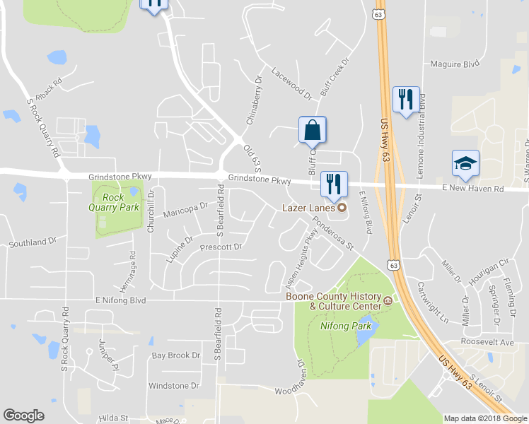 map of restaurants, bars, coffee shops, grocery stores, and more near 3505-3507 Marquis Court in Columbia