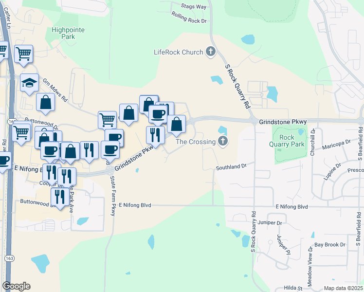 map of restaurants, bars, coffee shops, grocery stores, and more near 1416 Grindstone Plaza Drive in Columbia