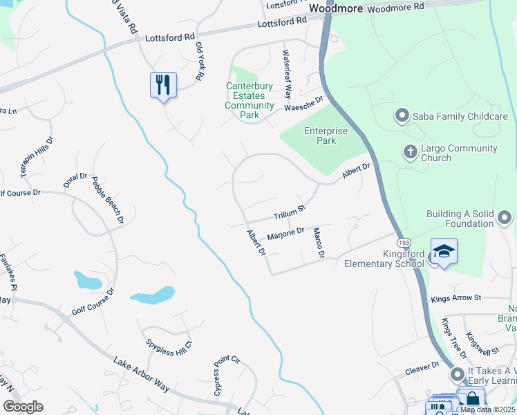 map of restaurants, bars, coffee shops, grocery stores, and more near 11505 Chesley Court in Bowie