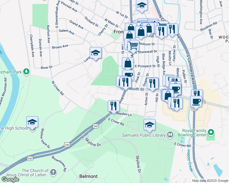 map of restaurants, bars, coffee shops, grocery stores, and more near 517 Pow-Morr Drive in Front Royal