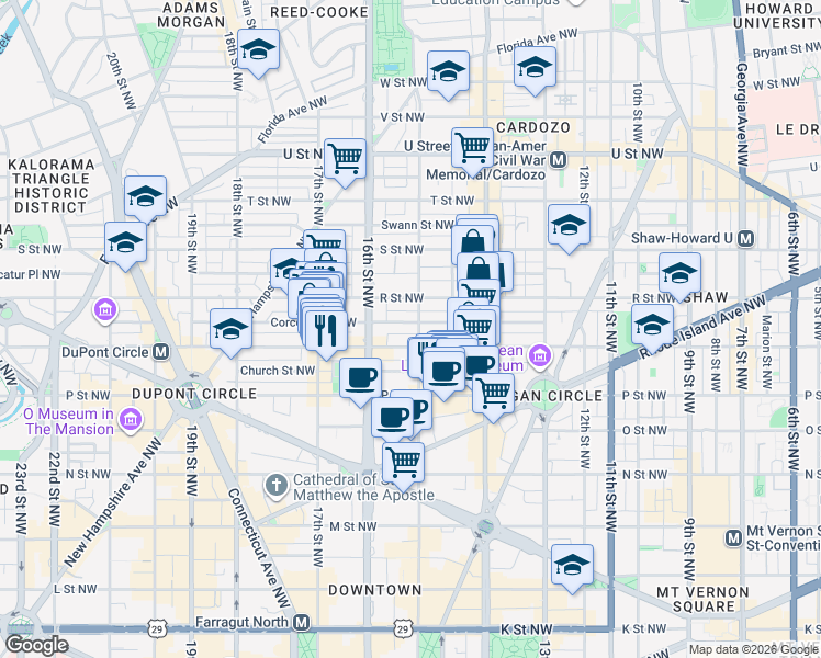 map of restaurants, bars, coffee shops, grocery stores, and more near 101 Independence Avenue Southeast in Washington
