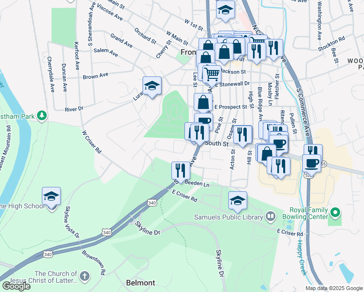 map of restaurants, bars, coffee shops, grocery stores, and more near 517 Pow-Morr Drive in Front Royal