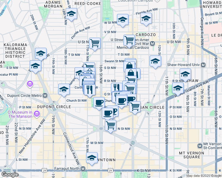 map of restaurants, bars, coffee shops, grocery stores, and more near 101 Independence Avenue Southeast in Washington
