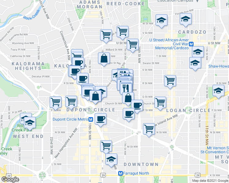map of restaurants, bars, coffee shops, grocery stores, and more near 101 Independence Avenue Southeast in Washington