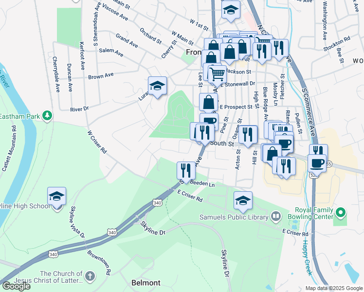 map of restaurants, bars, coffee shops, grocery stores, and more near 524 Lillard Drive in Front Royal