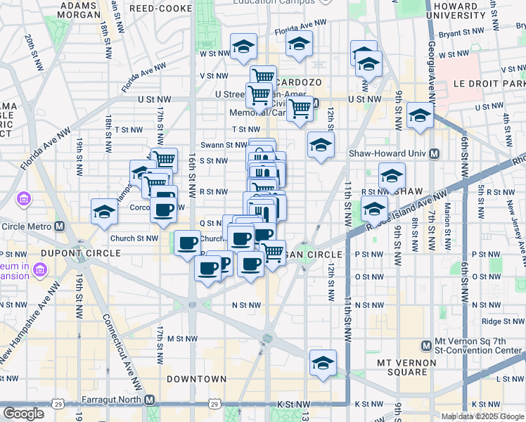 map of restaurants, bars, coffee shops, grocery stores, and more near 101 Independence Avenue Southeast in Washington