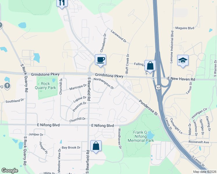 map of restaurants, bars, coffee shops, grocery stores, and more near 3505-3507 Marquis Court in Columbia