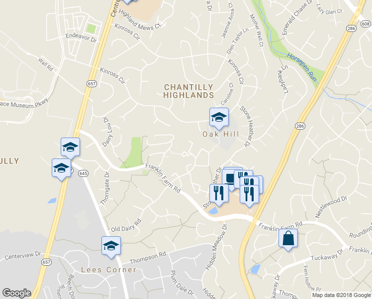 map of restaurants, bars, coffee shops, grocery stores, and more near 13497 Higgs Court in Herndon