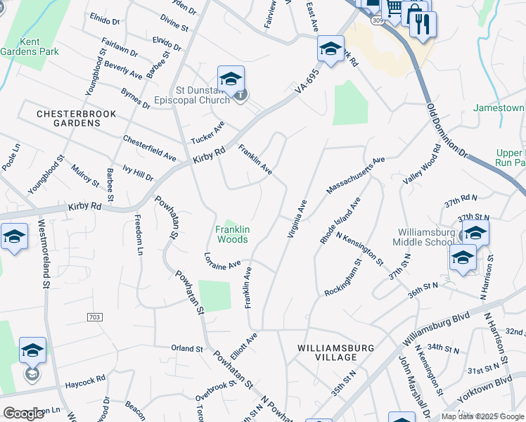 map of restaurants, bars, coffee shops, grocery stores, and more near 1917 Kenbar Court in McLean