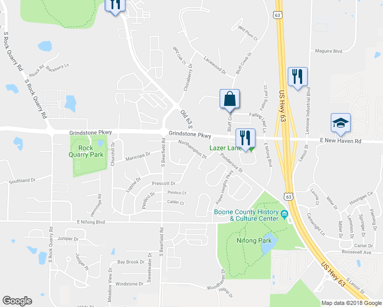 map of restaurants, bars, coffee shops, grocery stores, and more near 3505-3507 Marquis Court in Columbia