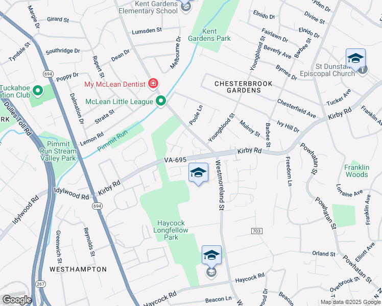 map of restaurants, bars, coffee shops, grocery stores, and more near 1982 Kirby Road in McLean