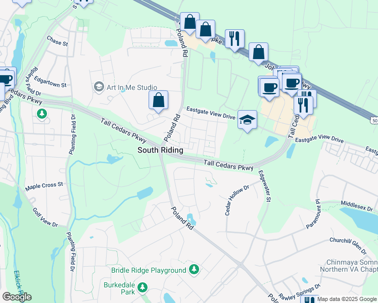 map of restaurants, bars, coffee shops, grocery stores, and more near 43559 Wheadon Terrace in Chantilly