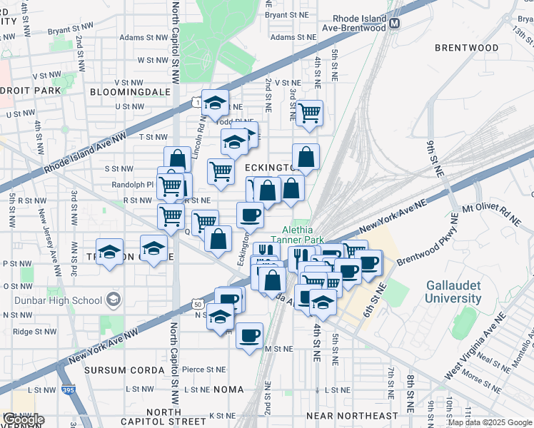 map of restaurants, bars, coffee shops, grocery stores, and more near 101 Independence Avenue Southeast in Washington