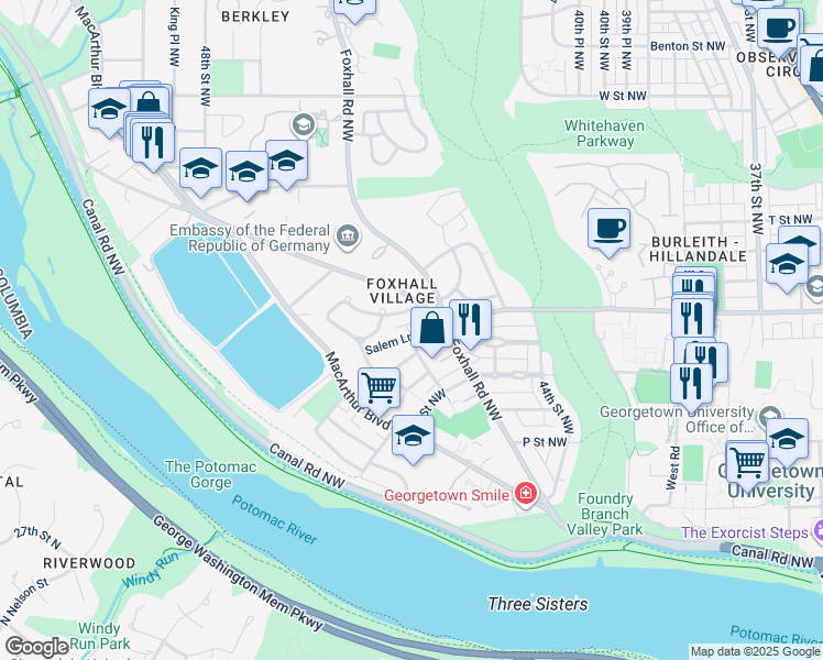 map of restaurants, bars, coffee shops, grocery stores, and more near 4489 Salem Lane Northwest in Washington