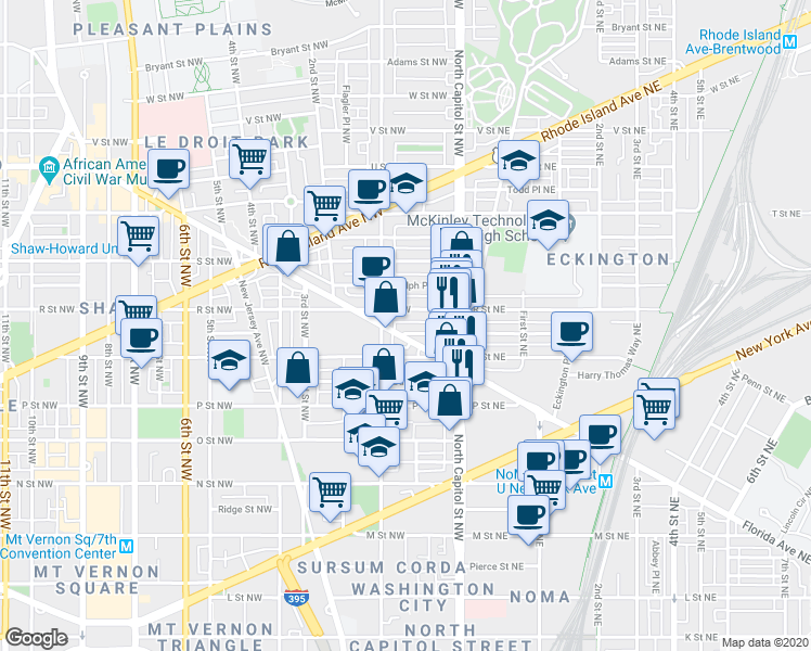 map of restaurants, bars, coffee shops, grocery stores, and more near 101 Independence Avenue Southeast in Washington