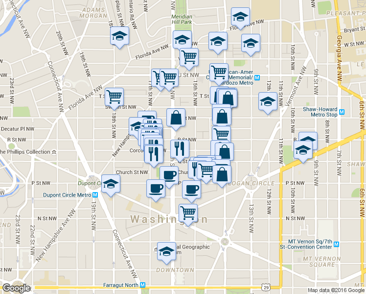 map of restaurants, bars, coffee shops, grocery stores, and more near 101 Independence Avenue Southeast in Washington