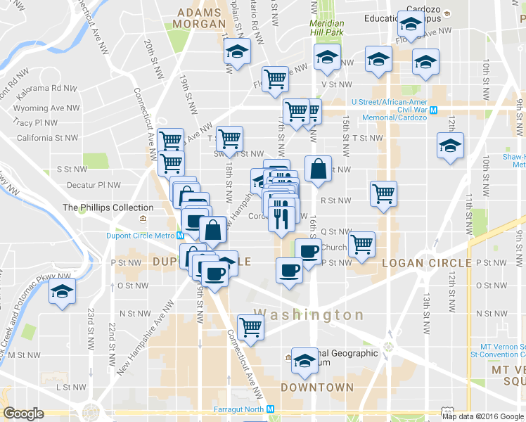 map of restaurants, bars, coffee shops, grocery stores, and more near 101 Independence Avenue Southeast in Washington