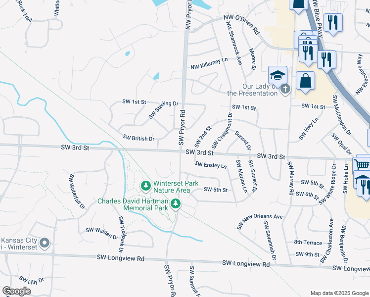 map of restaurants, bars, coffee shops, grocery stores, and more near in Lee's Summit