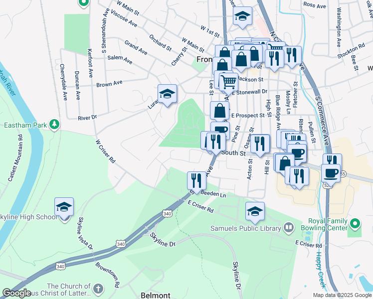 map of restaurants, bars, coffee shops, grocery stores, and more near 519 Lillard Drive in Front Royal