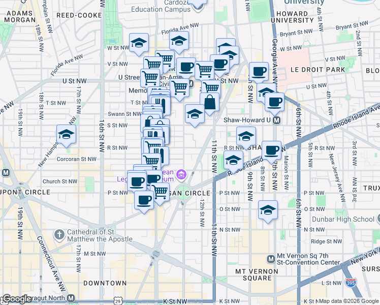 map of restaurants, bars, coffee shops, grocery stores, and more near 101 Independence Avenue Southeast in Washington