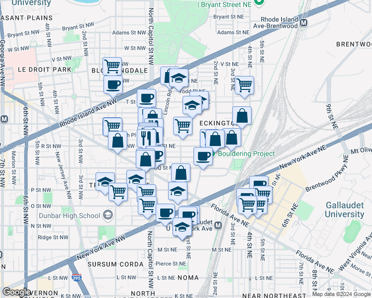 map of restaurants, bars, coffee shops, grocery stores, and more near 101 Independence Avenue Southeast in Washington