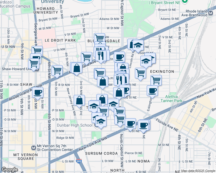 map of restaurants, bars, coffee shops, grocery stores, and more near 101 Independence Avenue Southeast in Washington